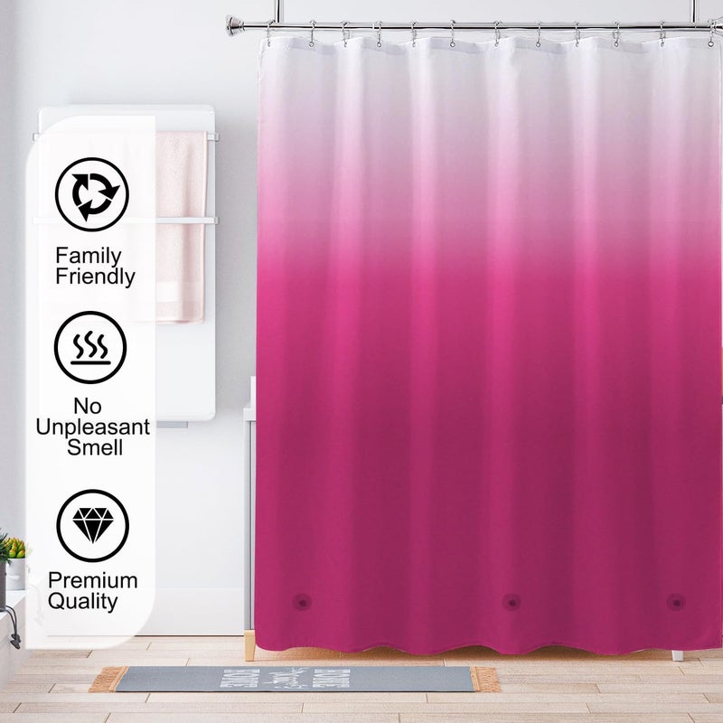 TIKABC Red Shower Curtain Liner, 4G PEVA Shower Liner, Plastic Peva Waterproof Shower Curtains, 72x72 inch with Grommet Holes 3 Magnetic Weights - Image 5